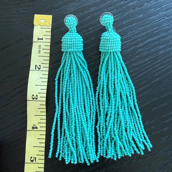 Kenneth Jay Lane Beaded Tassel Drop Earrings in Turquoise - Picture 3 of 3